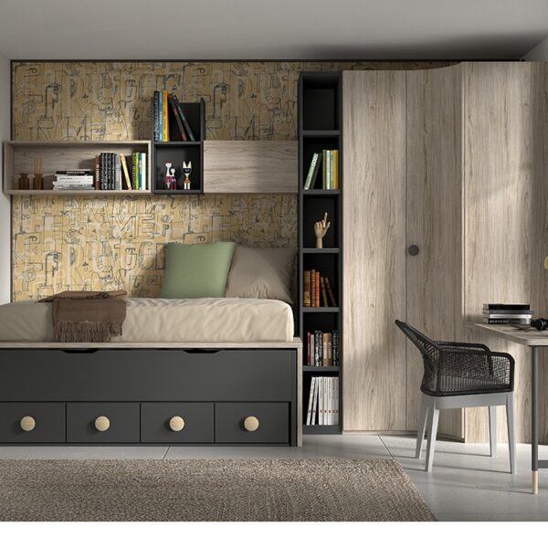COMPACTO F007 CAMA INTERMEDIA Y 4 CAJONES