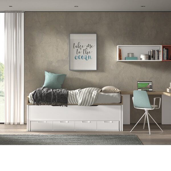 COMPACTO F008 CAMA INTERMEDIA Y 4 CAJONES